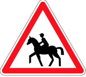 code de la route du cavalier panneau attention