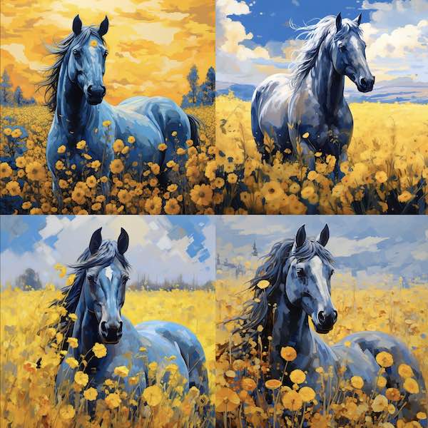 midjourney cheval bleu