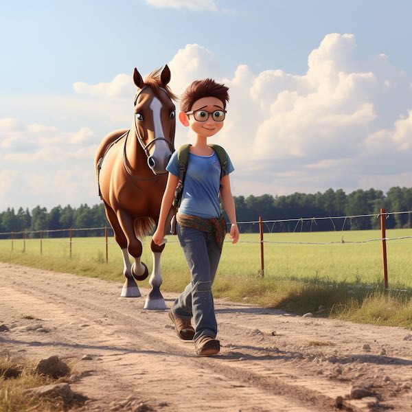 mon cheval en personnage Pixar