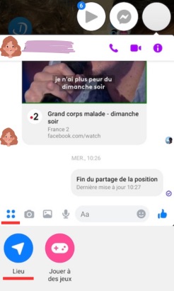 Partage de localisation en temps reel sur Messenger