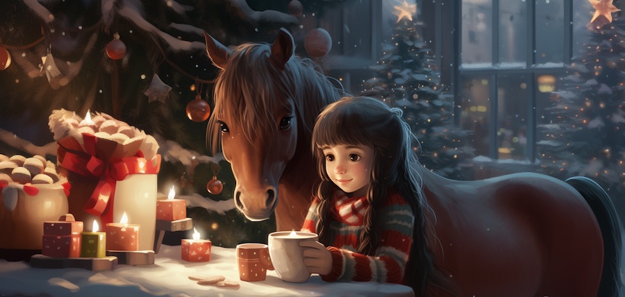 Intelligence artificielle images : chevaux, Noel, balades !